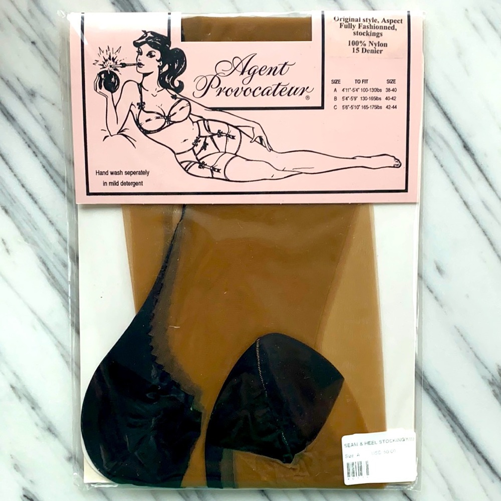 Agent Provocateur Champagne Black Seam Stockings